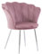 Poltroncina imbottita con schienale a conchiglia in velluto con gambe cromate e cuscino, poltrona da salotto, camera da letto e sala da pranzo Shelly (Gambe Argento, Velluto Rosa)