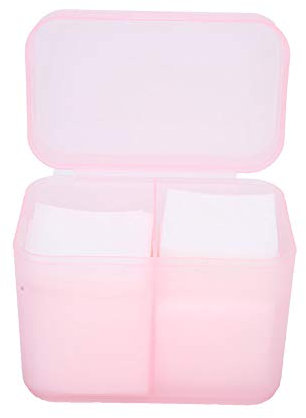 Cotton Pad Holder, Cotton Pad Dispenser Nail Polish Remover Pad Organizer Holder Container Case 2 Grids Nail Art Storage Box Cotton Pads Holder for Cotton Swabs, Make Up Pads (Red)