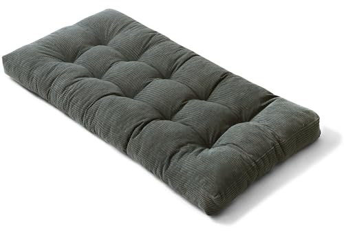 bananair - Futon für 1 Person, Bequem & Dick, Schaumfüllung - Weicher & Eleganter Breitcord Stoff - Inklusive Gurt, Praktische Klappbare Bodenmatratze (90x190 cm, Dunkelgrau)