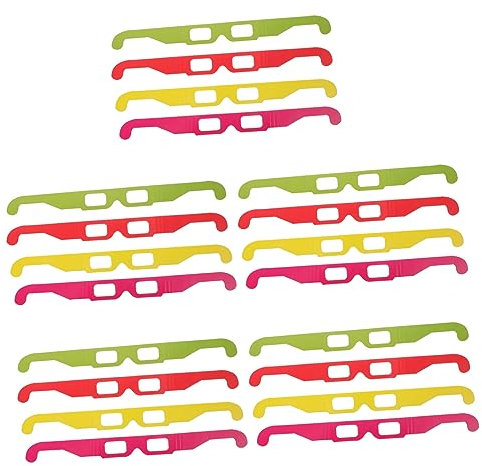 HOMSFOU Lunettes 3D en Carton Anaglyphes Plates pour Cinéma Et Visualisation 3D, Lot de 20 Pièces Colorées, Universelles, Événement Festive Et Loisirs, Taille Unique