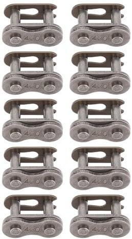 Tbest Motorrad-Kettenglied-Steck Verbinder, Hergestellt aus Premium-Mangan Stahl, Kettenglied-Stecker, 10 Stück 420 für Motorrad Antriebs Ersatz und vielseitige Anwendungen