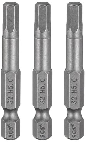 sourcing map 3pcs H5.0 Hex Head Drill Bit Wrench 5mm Metric Flat Tip 1/4 Hex Shank 50mm (2) Long Magnetic Hexagonal Screw Driver Socket Industrial Screwdriver Power Bits