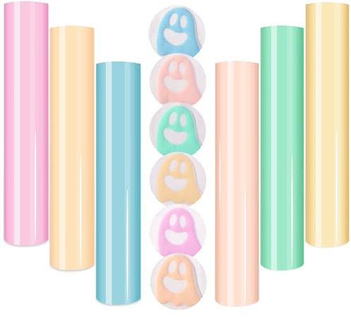 HTVSTD Puff Heat Transfer Vinyl -12 * 10inches 6 Sheets Pastel Foam HTV Iron On Vinyl Candy Color HTV Green,Pink,Yellow Puff HTV for T-Shirts