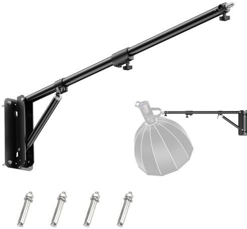 BEIYANG 71.8 Inch Wall Mount Triangle Boom Ar, Ring Light Mount for Strobe Light, Photography, Softbox, Reflector, Monolight, Adjustable Light Holder Support 180°Flexible Rotation