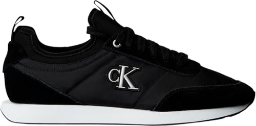 Calvin Klein Herren Runner Sneaker Retro Sock Laceup Mix mit Monogramm, Schwarz (Ck Black), 40