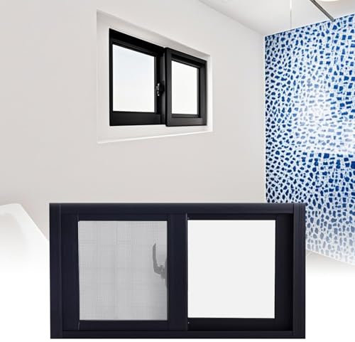 Cxllisionary Kellerfenster Schwarzes Aluminium Schiebefenster für Schuppen Keller Dachzelt Badezimmer Garage Notausstieg Individuelle Größen(WxH 40x50cm)