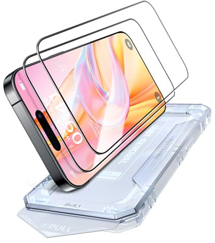 PuyaTeya Unbreak Top 9H+ Glass for iPhone 16 Plus/15 Plus Screen Protector 12FT Military Armor Shatterproof + Longest Durable, 1:1 Full-Coverage Tempered Glass, Auto-Align Fit Bubble-free, 2-Pack