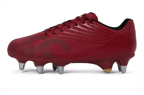 Canterbury Adults Unisex Stamped Ground Break Team Soft Ground Rugby Boots Red Dahlia