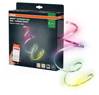 OSRAM SMART+ Zigbee flexible Outdoor-LED-Strips mit RGBW dimmbar, in Transparent aus Silikon, IP65-Schutz, für Terrasse und Balkon