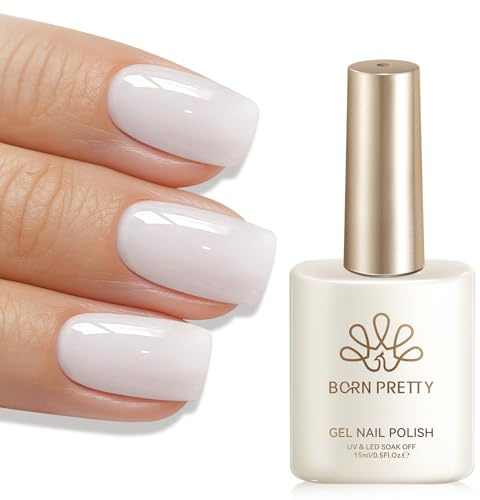 BORN PRETTY Jelly Gel Nail Polish Milky White Translucent Gel Polish 15ml, Long Lasting High Glossy Soak off U V LED Manicure Salon & Home Use