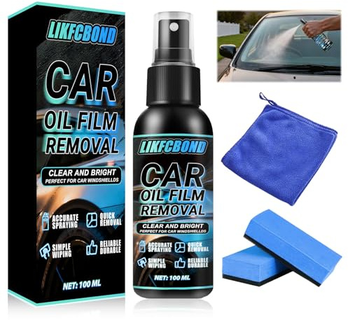 LIKFCBOND Nettoyant Vitre Voiture, 100ML Automobile Film Oléophobe, Nettoyant Film D'Huile, Clair Et Lumineux Sans Condensation, Nettoyant Pour Pare Brise De Voiture, Vitresvoiture et la Miroirs
