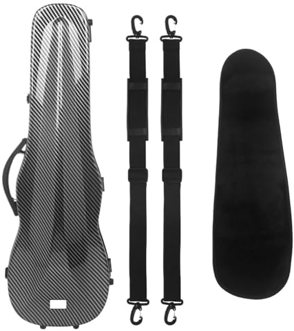 Geigenkasten für Violine 4/4 Violinenkoffer aus Kohlefaser, Hartschale, leichte dreieckige Box mit Hygrometer, Tragekoffer, Violinenbox(Carbon)