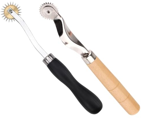 PRETYZOOM 2 Stück Kleines Näh Kopierrad zum Übertragen von Schnittmustern | Eisen, Holz und Kunststoff, Schwarzes Handwerkzeug mit Ergonomischem Griff, Robust für Präzise Markierungen