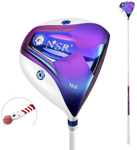 Driver de golf en alliage de titane 12,5 degrés pour femme droitier Bois de parcours Graphite Shaft Club avec couvre-tête (#1 Bois)