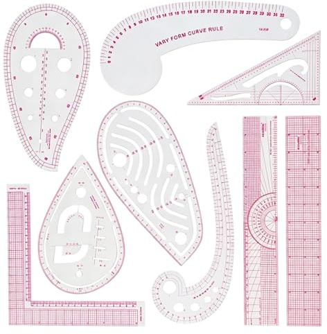 10 Stück Kurvenlineal Set, Schneiderlineal Patchwork Lineal Metrisches Lineal Set Nähzubehör Schneiderbedarf Nählineal mit 50cm Snake Ruler für Schneidern Schneiderei und DIY Kleidung
