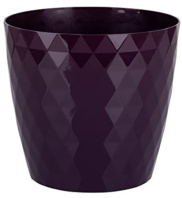 Home Garden Ornaments Plant Pots Indoor, Indoor Plant Pot - Decorative Plastic Flower Pots with Glossy Crystal Surface (Diameter: 16cm, Colour: Purple)