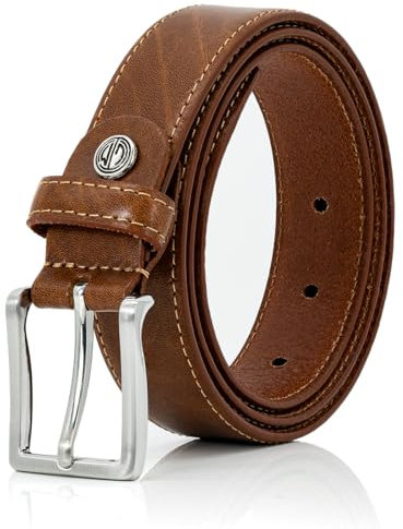 LINDENMANN Gürtel Herren Ledergürtel Herren Gürtel Herren, Rindledergürtel XL bombiert, in 2 Farben, cognac/weiss, Größe/Size:Bundweite 100 cm Gesamtlänge 115 cm W 39.4 LL, Farbe/Color:braun