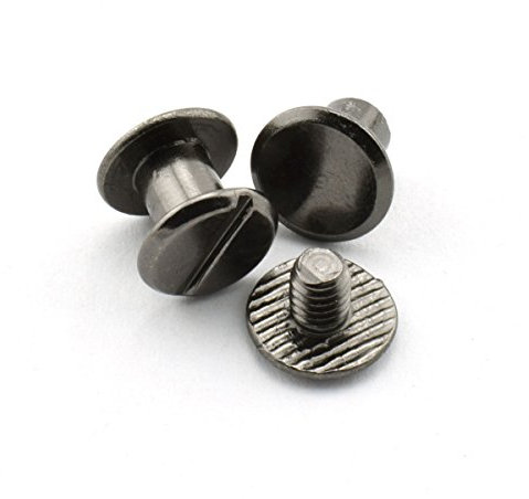 60 Définit 5 mm Chicago Vis assortis kit Vis poteaux en métal Accessoires à ongles Rivet Chicago Button pour DIY Cuir Décoration reliure à fente Vis à tête plate à tige (110,2 cm + 320,3 cm +