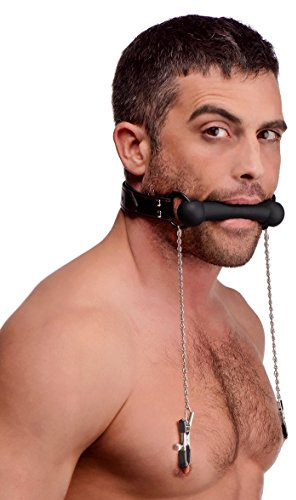 Silicone Bit Gag with Nipple Clamps