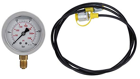 Hydraulisches Manometer-Set, Hydraulik-Druckprüfer M16 x 2-BSP1/4 + 0~250BAR/3600PSI1,5 m Schlauch, Hydraulikschlauch, Prüfpunkt-Kupplung