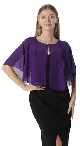 Chiffon Capelet Damen Weiche Umhänge Schals und Wraps für Abendkleid Hochzeit Cape Cover Up, Violett, Einheitsgröße