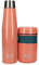 Built Perfect Seal Vacuum Insulated Water Bottle, Stainless Steel, 540 ml + Double Wall Vacuum Insulated Soup Flask for Hot and Cold Foods, Stainless Steel, Orange, 490 ml