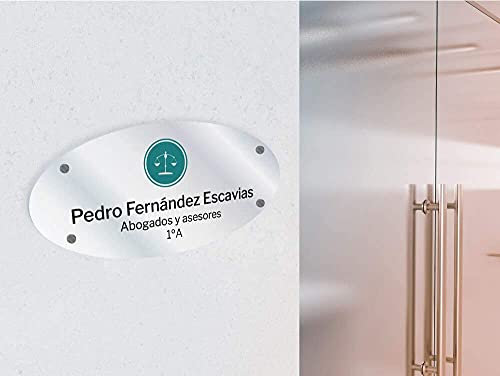 Oedim Placas Personalizadas Rotuladas Fabricadas en metacrilato | 29,7 x 14 cm | Forma Ovalada | Resistente y Económico
