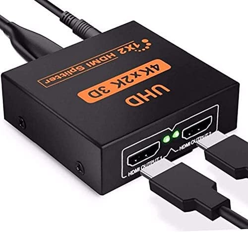 Splitter HDMI, Répartiteur HDMI 1 en 2 Sorties, 4K 3D 1080P Câble Adaptateur de Distributeur HDMI 1 à 2 Voies pour PS4, Xbox, LED, LCD, DVD, Lecteur, HDTV, projecteurs