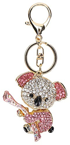 Zerodis Koala Bär Schlüsselanhänger Gold Kristall Zinklegierung Rosa Tasche Ornamente Auto Anhänger Handwerk Machen für Mädchen Kinder Frauen