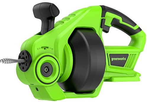 Greenworks G24DA Desatascador eléctrico Inalámbrico 550 rpm, Diámetro de la Tubería 2.5-5cm, Desatascador de Acero Inoxidable de 7.5m SIN Batería de 24V y Cargador, Garantía de 3 Años