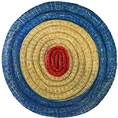 Strohscheibe Deluxe - Ø 60 cm - Zielscheibe, zur Auswahl mit Ständer, für Pfeil und Bogen (Farbe: blau-rot, ohne Ständer)