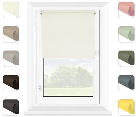 Mardom Rollos für Fenster Ohne Bohren Perlweiß 91 x 150 cm | Stoffbreite: 91 cm, Blickdicht, für Sonnenschutz und Privatsphäre, Einfach Montage Ohne Werkzeug