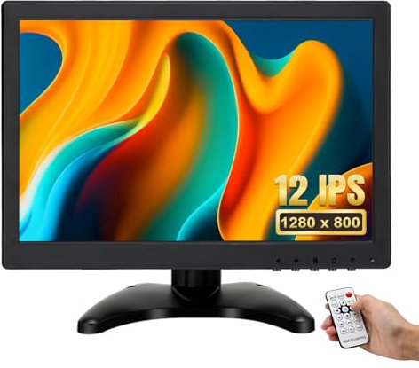 OSCY Small Monitor 12 Inch,1280 * 800 Resolution Portable Mini Monitor Support HDMI/VGA/USB/BNC/AV Inputs with Remote Control and Built in Speak for CCTV Camera, Car,Computer, Raspberry Pi