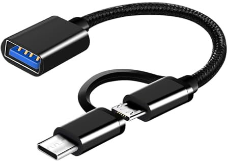 iJiGui 2-en-1 OTG Adaptateur USB C/Micro vers USB, USB C vers USB Femelle, Câble Adaptateur Micro vers USB 3.0 OTG, Câble Adaptateur OTG Compatible avec MacBook, Téléphones Android et Plus, Noir