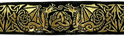 10m Keltische Borte Webband 50mm breit Farbe: Schwarz-Gold 50027-swgo