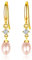 Gold Drop Earrings for Women, Sterling Silver Dangly Earrings with Pink Pearl Dangle | Gold Pearl Dangling Earrings, Hypoallergenic Earring Jewellery for Girls Birthday Christmas Wedding