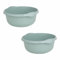 TENLITE - 2 x 36cm Silver Sage High Grade Plastic Round Washing Up Bowl, Modern Kitchen Sink Organiser, Portable, 10L Capacity