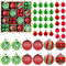 Weihnachtskugel Ornamente-44pcs Bruchsicherer Weihnachtsbaum-Dekorative hängende Ornamente mit Schleife für Weihnachtsfeier-Kranz-Home-Dekoration (Grün,Rot)