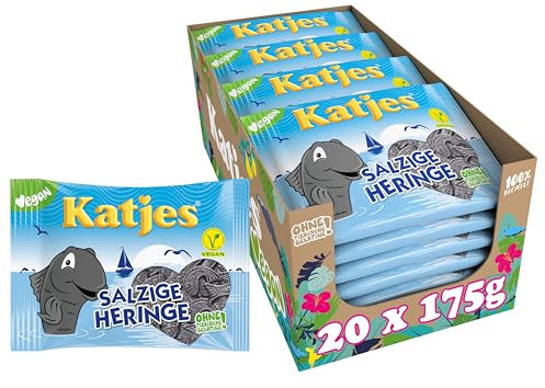 Katjes Salzige Heringe Vorratspack – mit Salmiaksalz verfeinert, der Klassiker jetzt in vegan, 20 x 175 g