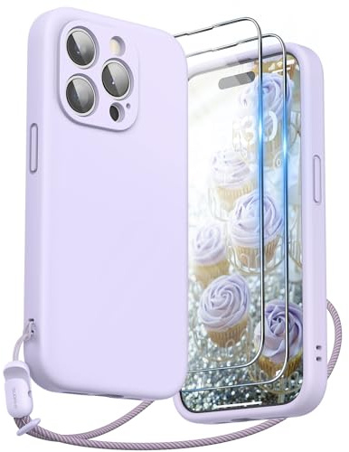 SURPHY für iPhone 15 Pro Hülle Silikon mit Band & Displayschutzfolie