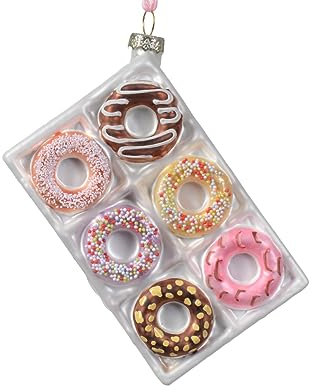 Kaemingk Christbaumschmuck Glas 11cm Donut mit Streuseln - Braun - Bunt