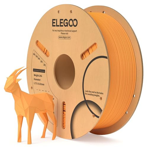 ELEGOO PLA Filament 1.75mm Orange 1KG, 3D Drucker Filament Maßgenauigkeit +/- 0,02 mm, 1kg Pappspule (2.2lbs) Filament-3D-Druckmaterialien Passt für die meisten FDM 3D-Drucker