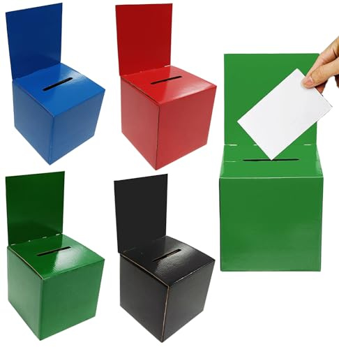 4 Farben Wahlurne Spendenbox Wohltätigkeitsorganisationsboxen Karton Karton Tombola Ticket Box Vorschlag Tombola Box mit Schlitz Spenden und Vorschlag Wahlurne für Tickets Visitenkarten Abstimmung 15