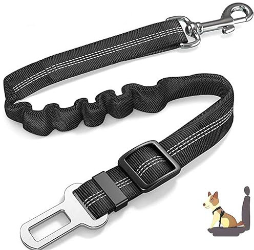 1 Stück Anschnallgurt Hund Auto Hundegurt Fürs Auto Hunde Zubehör Gurtverlängerung Auto Anschnaller Adapter Hundegeschirr, Ausgestattet mit Einer Gepolsterten Leine mit Universal-Karabiner