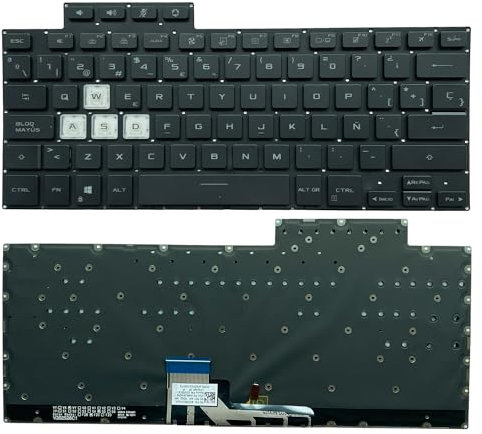 Teclado de portátil para ASUS TUF Dash F15 FX516 FX516P FX516PC FX516PE FX516PM FX516PR FX516PRZ FX516PCZ FX516PEZ FA516 V202526CE2 con retroiluminación Diseño en español