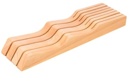 Oak in-Drawer Knife Block - Oak Kitchen Work Surface or Drawer Knife Holder - Cutlery Drawer Insert Organiser Storage,rubberwood