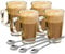 PaulStore Latte Glasses 240ml Hot Tea Coffee Mugs Cups Tassimo Gusto Nespresso with Spoons (4)