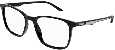 PUMA Brille mit Sehstärke für Unisex optional mit Sonnenbrillentönung oder Blaulichtfilter, Rechteckig/Quadratisch, gefertigt im Spritzgussverfahren (inklusive Brillenetui)