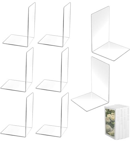 PBUSPU Klarer Buchständer aus Acryl, 8 Stück Transparente Buchstützen,Buchstütze aus Acryl,Heavy Duty Buchstützen, Acryl Tablet Halter zum Anzeigen von Fotos