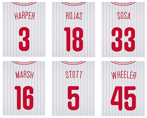 TnT Prints Philadelphia Phillies aktuelles Spielerposter, Philadelphia Phillies Wanddekoration, Philadelphia Phillies Drucke, Baseball-Poster, MLB-Poster, Phillies Poster, Phillies Dekor, 6er-Set